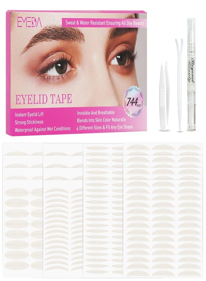 EMEDA Invisible Double Eyelid Tape Strip, 744 pcs Eyelid Tape for Hooded Eyes Invisible, Droopy & Uneven Eyes, Ultra-Thin & Breathable Surgery-Free Lift, Long-Lasting Eye Lift (4 Size Mixed) - Image 1